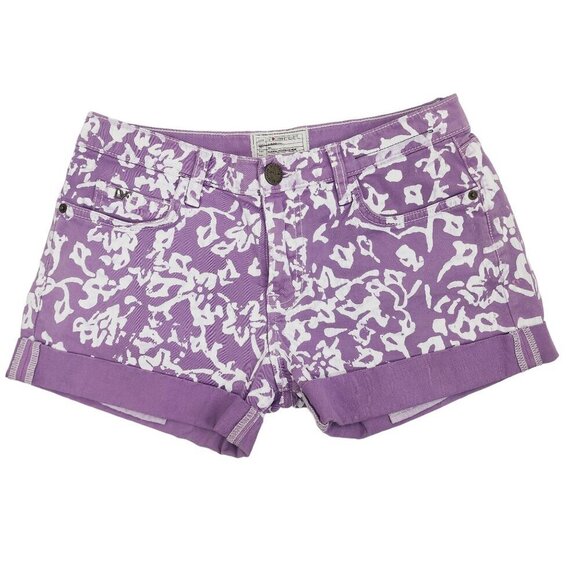 DVF x‎ Current/Elliott Lilac Printed Rolled Hem Denim Shorts Women's Size 0/24 - Picture 8 of 9